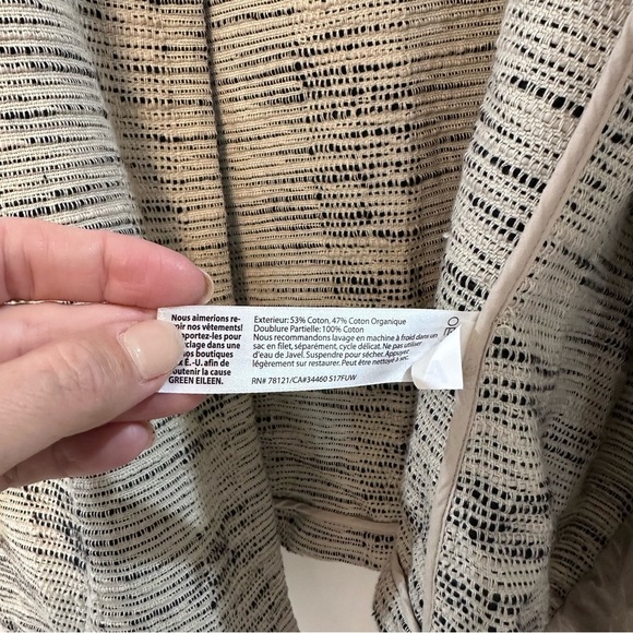 EILEEN FISHER Natural handloomed cotton Furrows Textured Round Neck Jacket - Picture 3 of 5